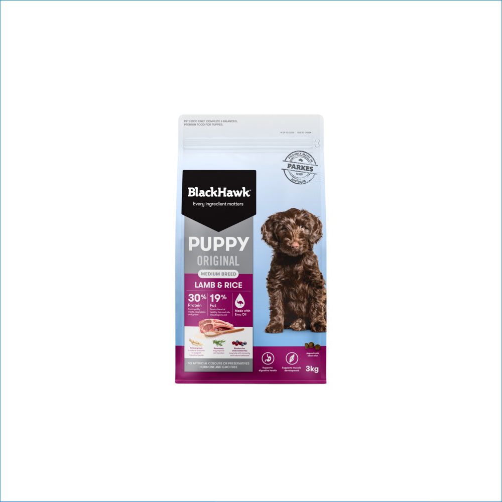 BLACK HAWK PUPPY MEDIUM BREED LAMB & RICE